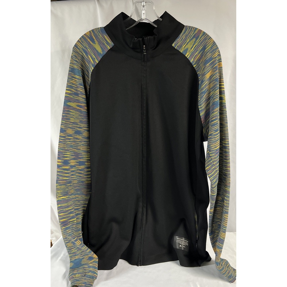 MISSONI X ADIDAS PHX' KNIT SPACE-DYED MELANGE STRIPE JACKET BLACK TEAL‎ YELLOW M